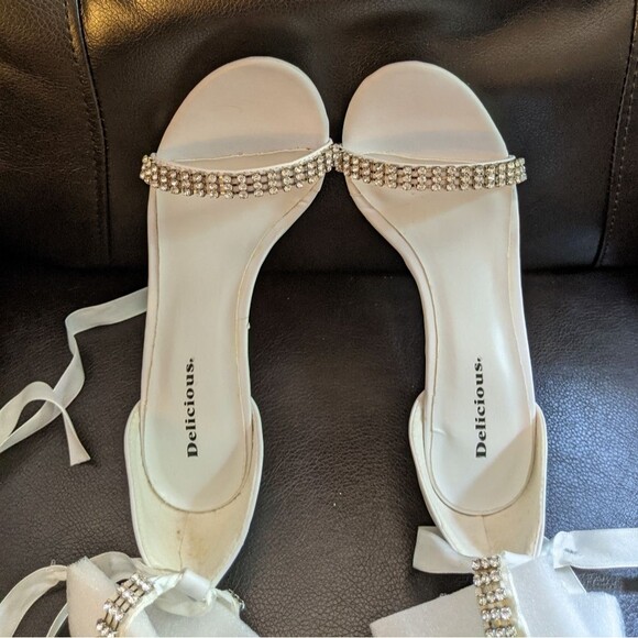 NEW Delicious Rhinestone Ankle Tie Stiletto Heels - Picture 11 of 14